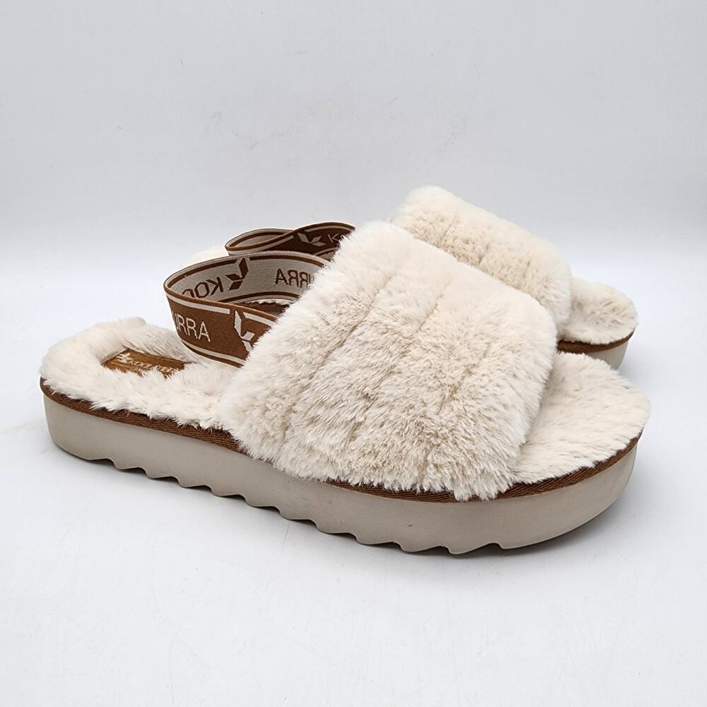 Koolaburra UGG Slippers Womens 9 Fuzz 'N II Slip On Slingback Flats Cream Comfy